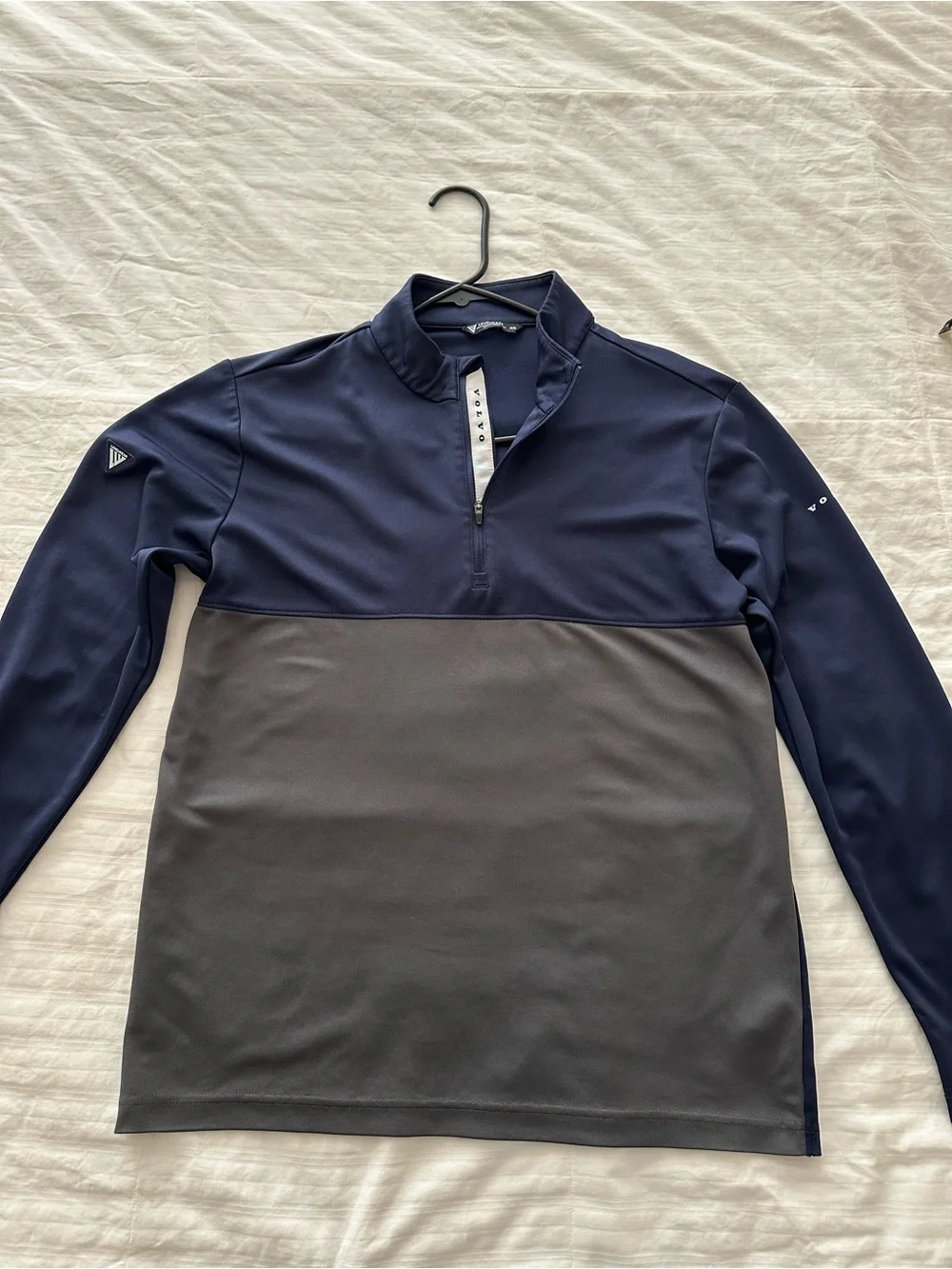 Men's Levelwear Two-Tone Navy and Gray Zip-Up Sweater